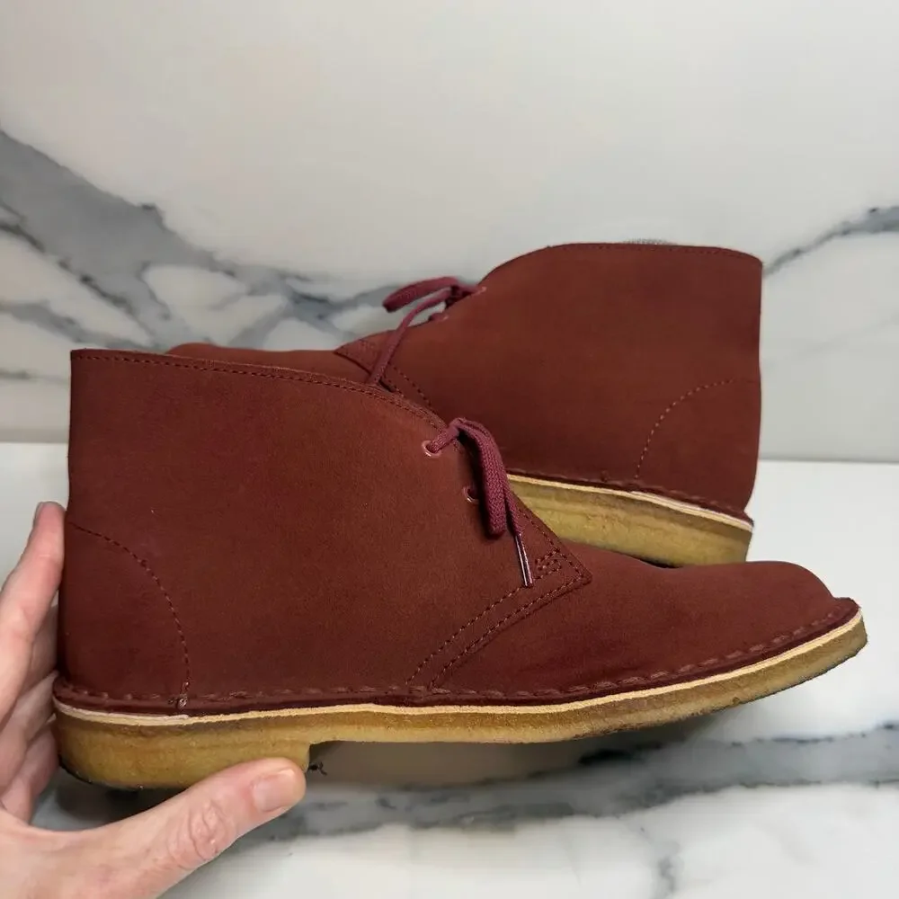 Clarks Original Women's Brick Red Suede Chukka Desert Boots Sz 8 Classic Preppy